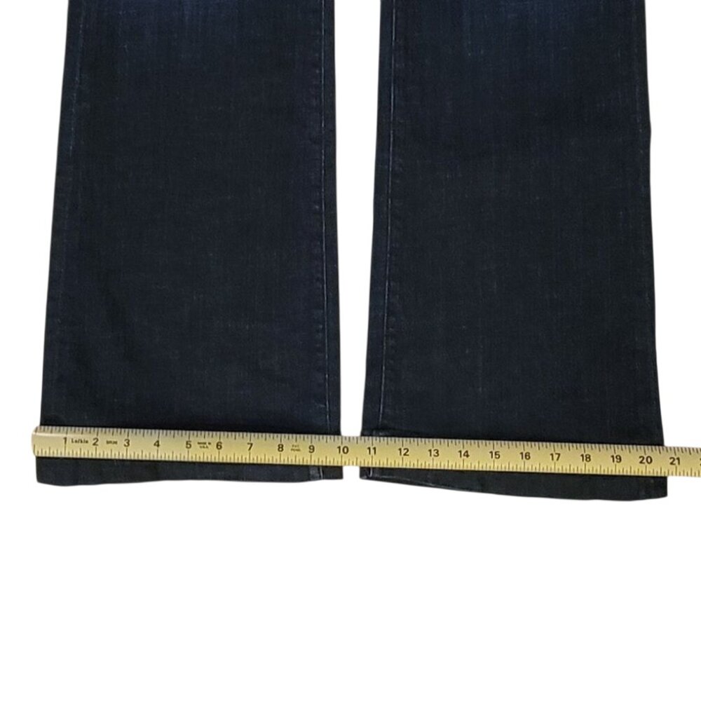 7 For All Mankind DOJO Dark Wash Flare Leg Jeans with Gold Studded Pockets Sz 30 - Picture 9 of 16